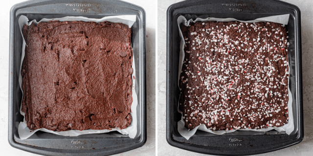 Before and after baking the batter