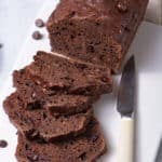 Chocolate banana bread made with greek yogurt and loaded with chocolate flavor