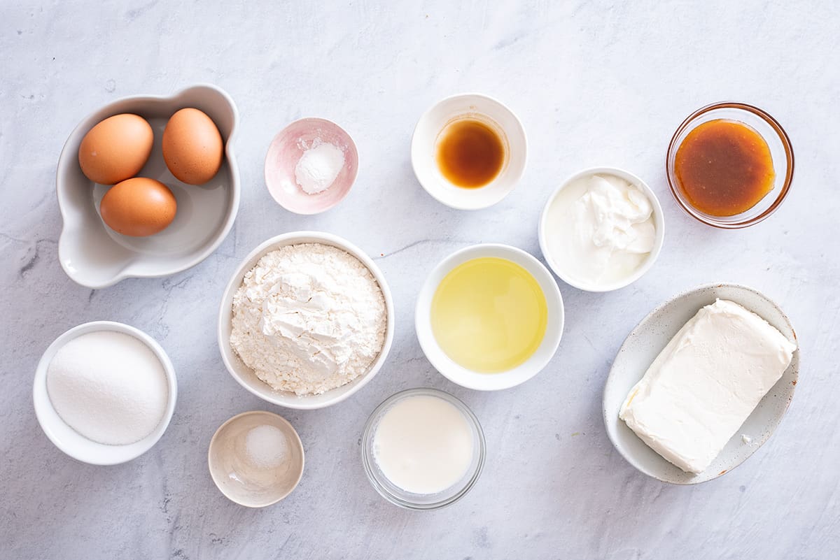 Ingredients to make the recipe and the frosting