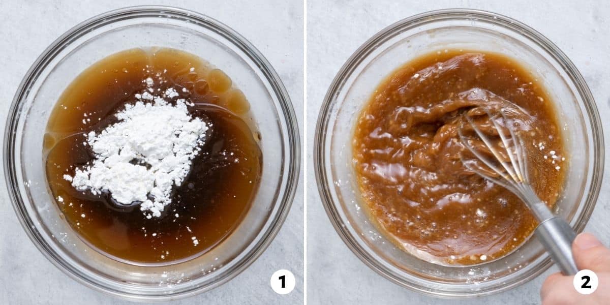 2 image collage to show how to make the sauce