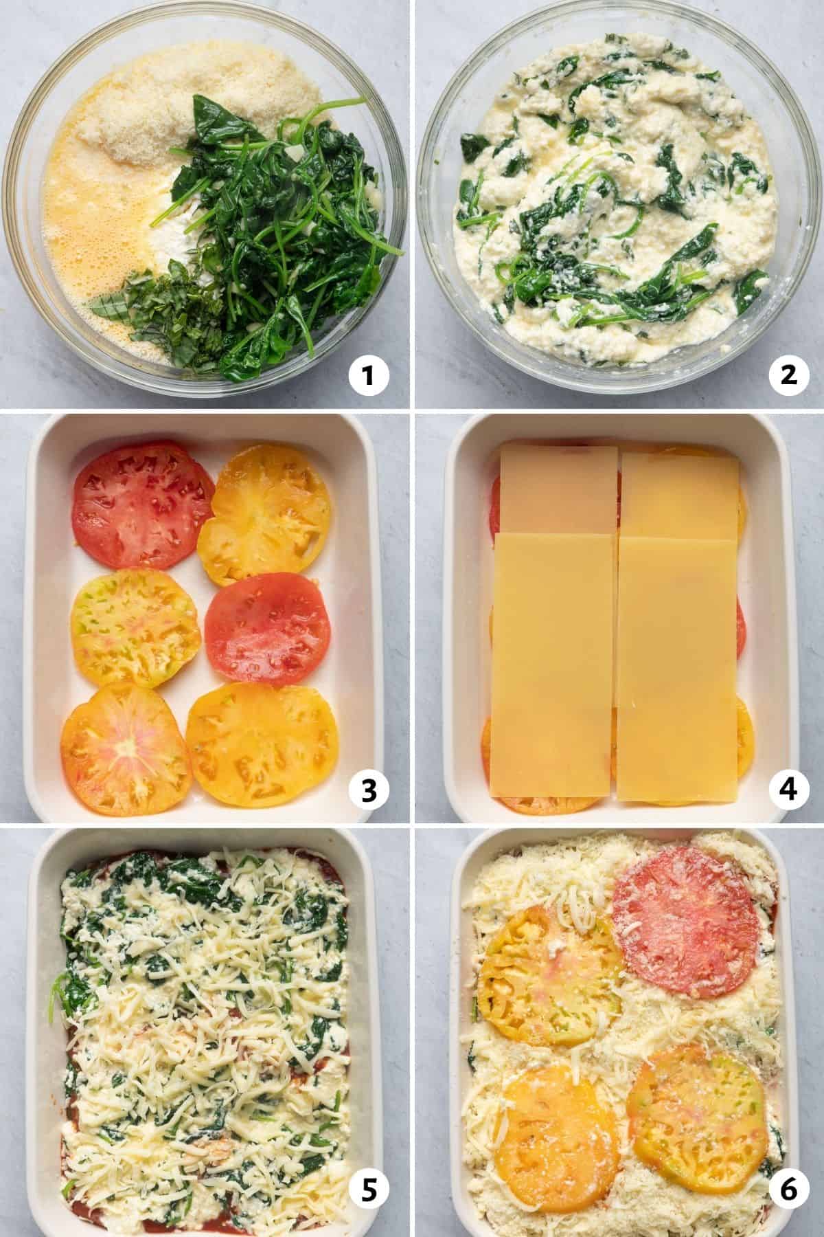 6 image collage to show the steps for making the recipe