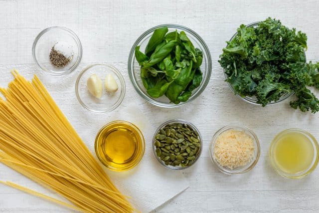 Ingredients to make the recipe all on a white board