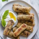 zaatar spring rolls on a plate