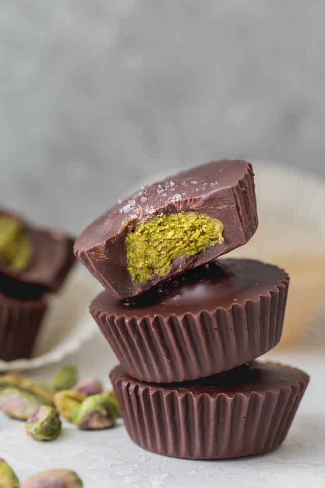 Stack of Pistachio Butter Cups.