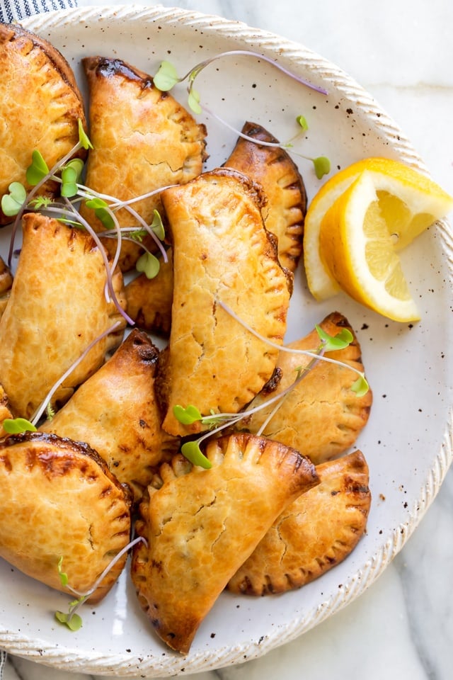Close up shot of the broccoli and cheese hand pies