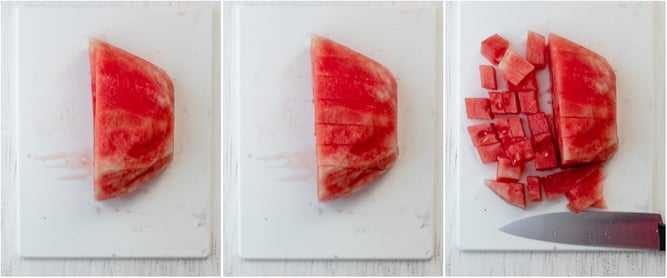 More process shots for cutting watermelon