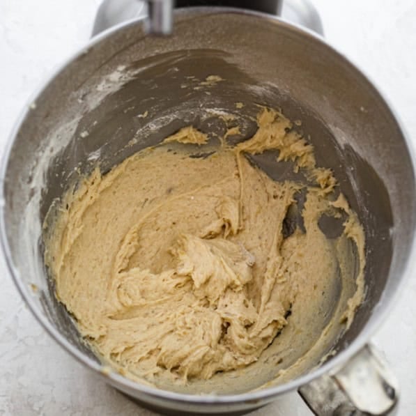 Cookie batter after blended together with flour.
