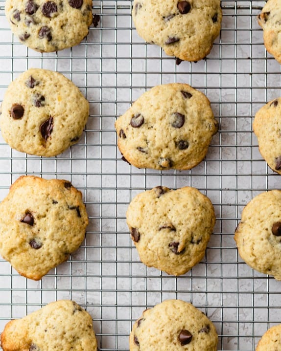 Banana Chocolate Chip Cookies after removing them from the oven.