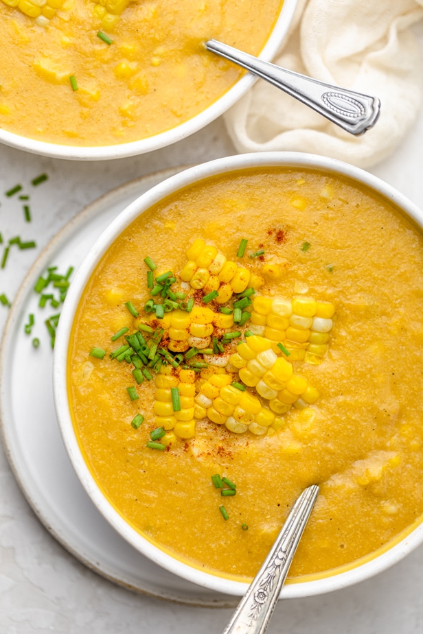 Close up shot of the bowl of chowder