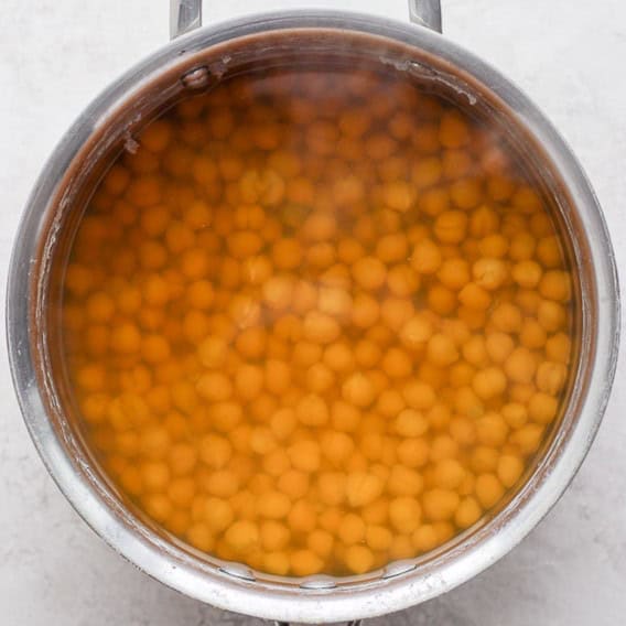 Chickpeas in pot after cooking.