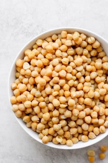Large bowl of chickpeas after cooking