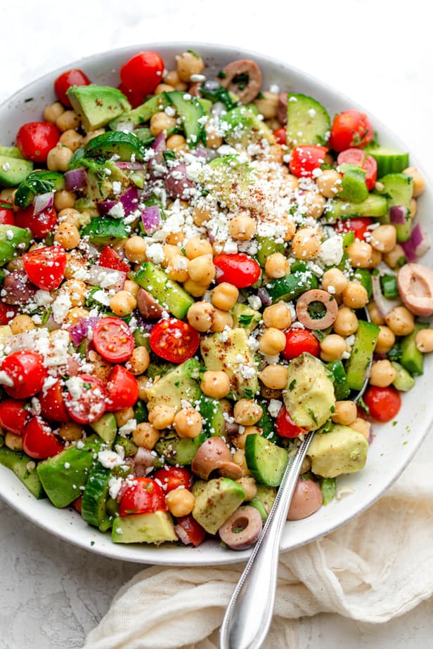 Close up of the chickpea salad
