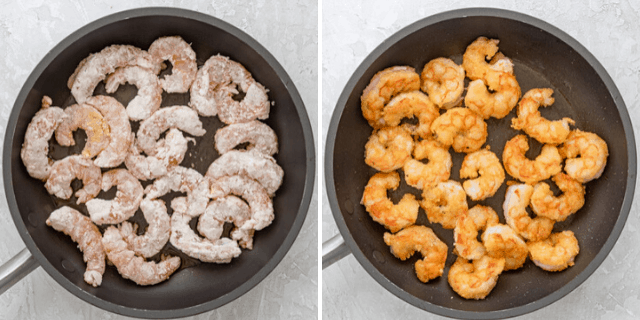 shrimp cooking in a pan