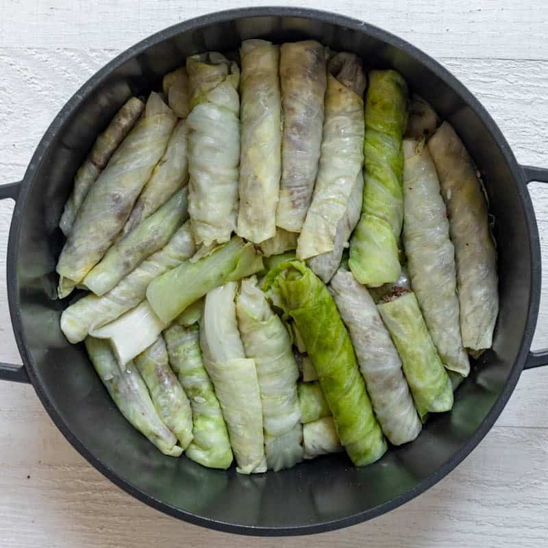 Rolls added to a pot.