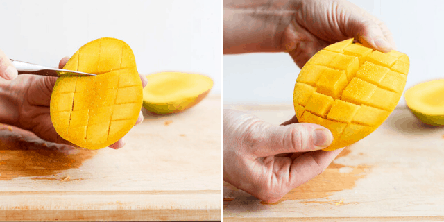scoring a mango half