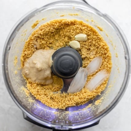 Added ice, tahini, and garlic.