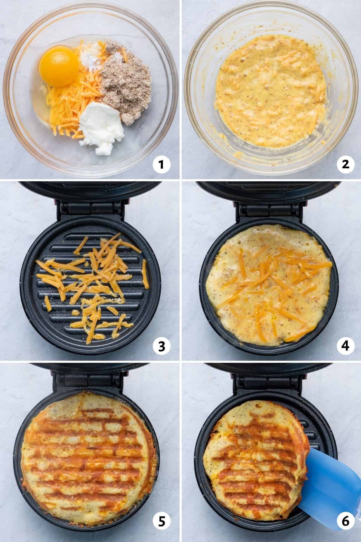 6 image collage to show how to make the recipe