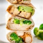 Wrap halves stacked on top of each other.