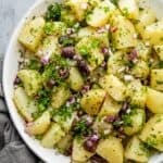 Mediterranean potato salad in a bowl.
