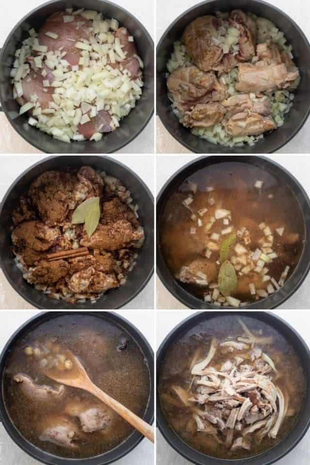 Process shots to show how to cook the chicken broth