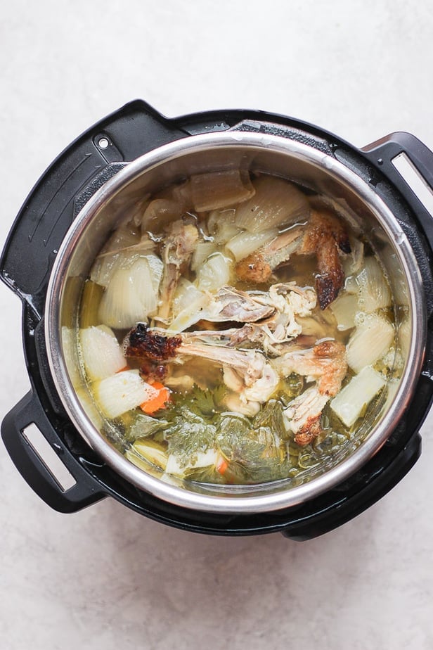Completed stock after cooking in instapot