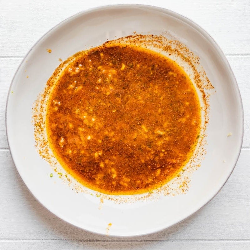 Ingredients for sauce in a bowl after mixing.