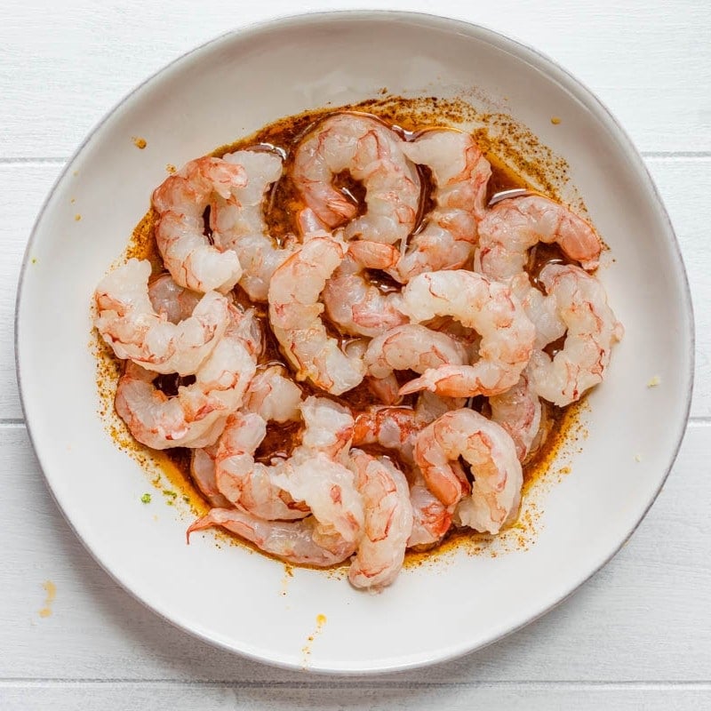 Shrimp added on top of the sauce.