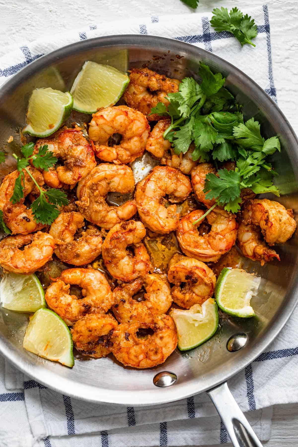 Final cooked cilantro and chili lime shrimp