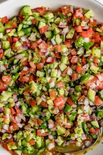 Shirazi salad in a serving bowl.