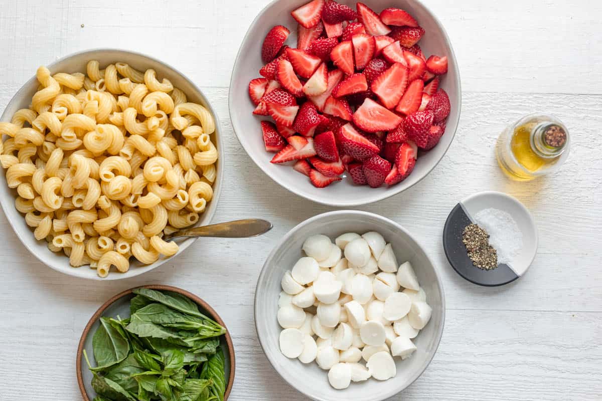 Ingredients to make the recipe on white background