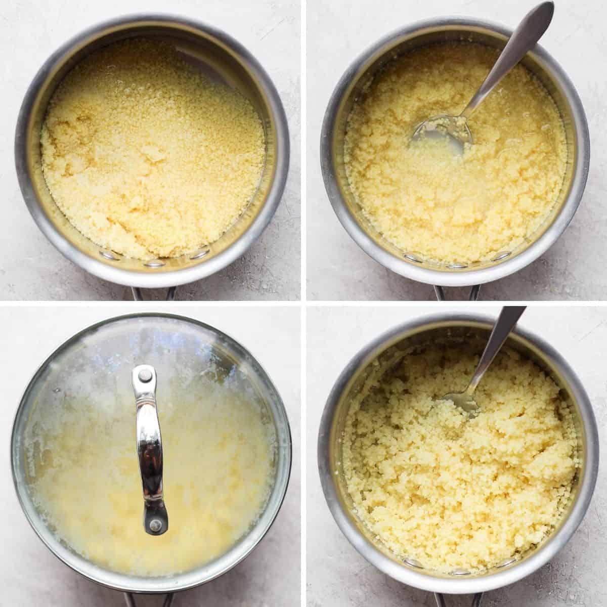 Process shots for how to cook Moroccan couscous
