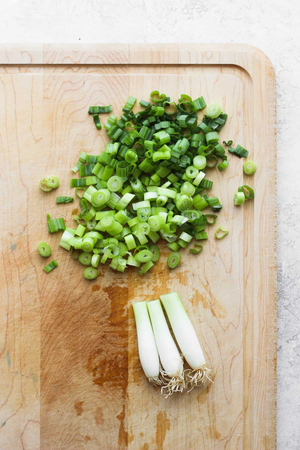 Chopped green onions - greens separated from whites