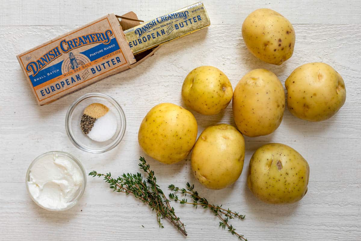 Ingredients to make the recipe laid out on white board