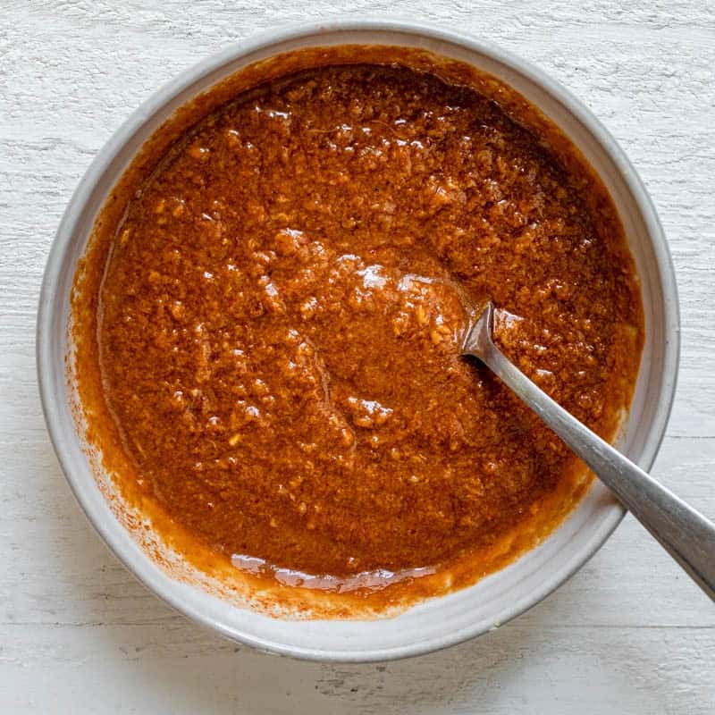 Ingredients for sauce in bowl after mixing.
