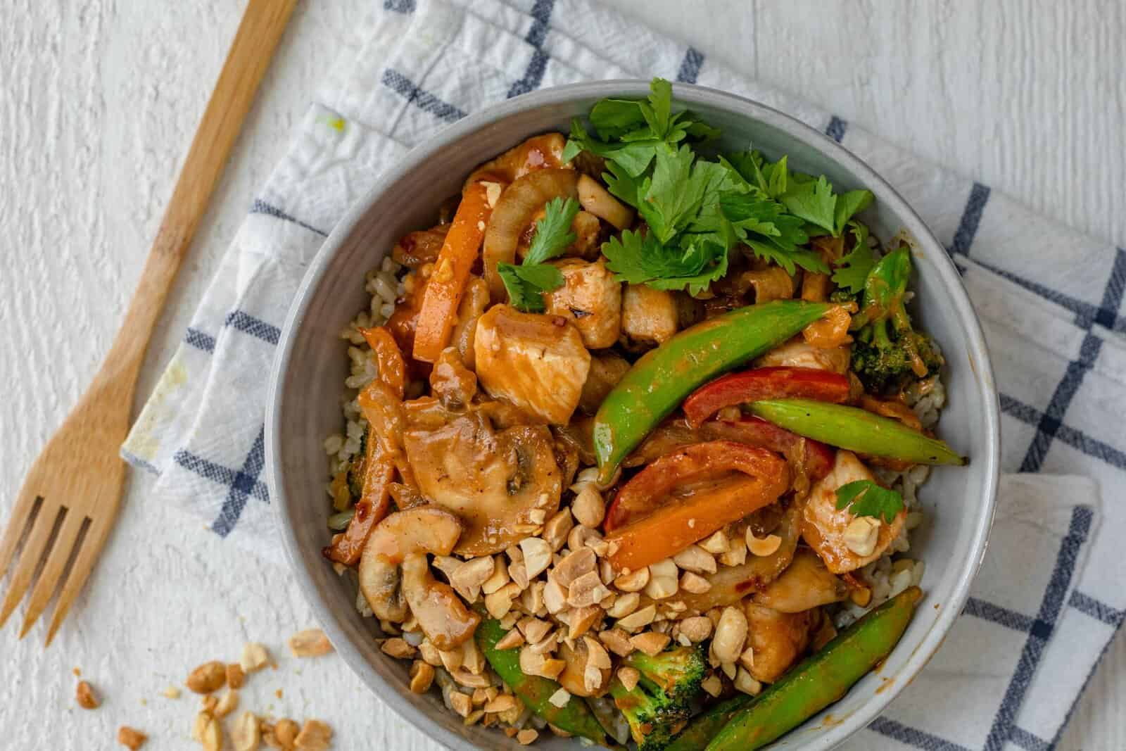 Thai Peanut Chicken Stir Fry.