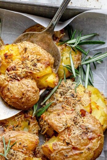 Rosemary Garlic Smashed Potatoes.