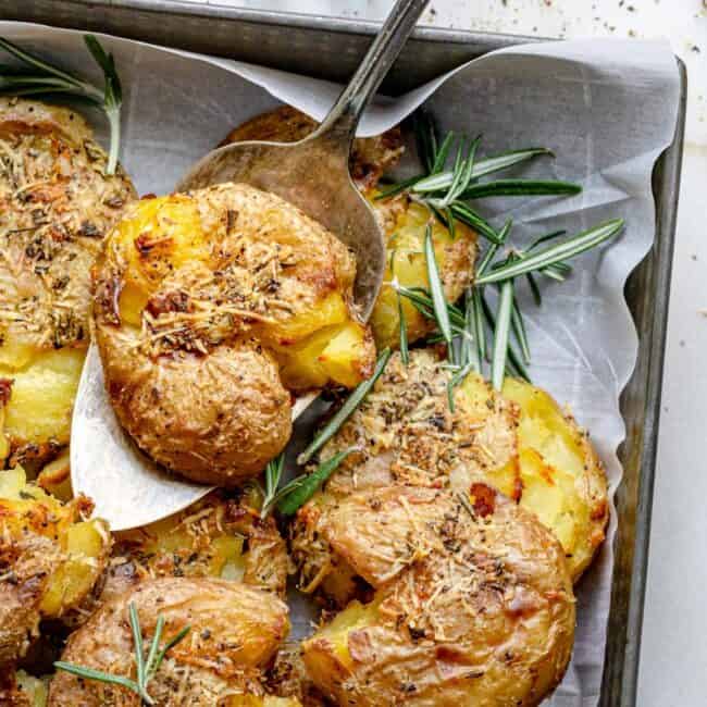 Rosemary Garlic Smashed Potatoes.