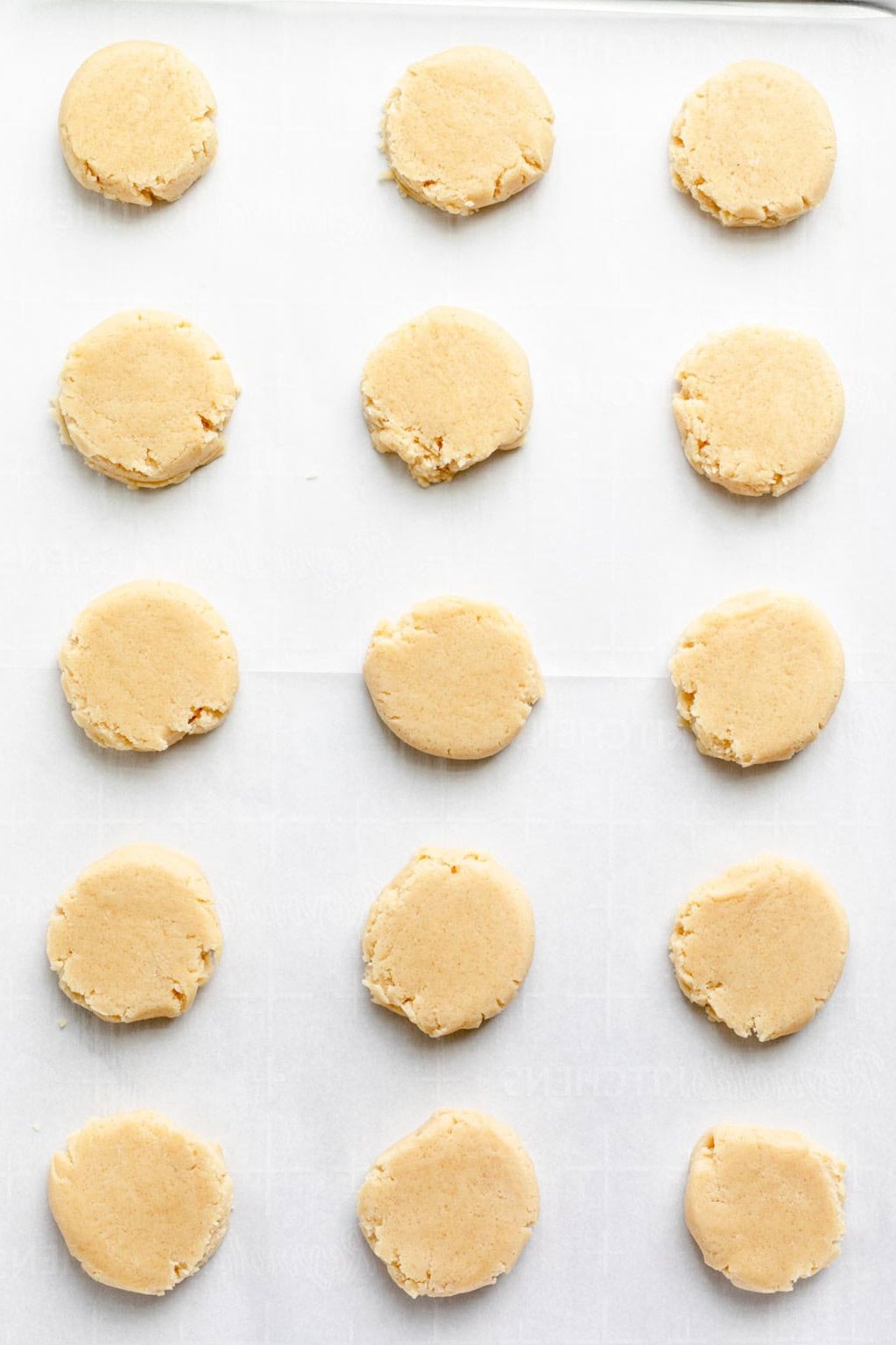 Cookies on a baking sheet after baking.