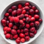 Bowl of frozen cranberries