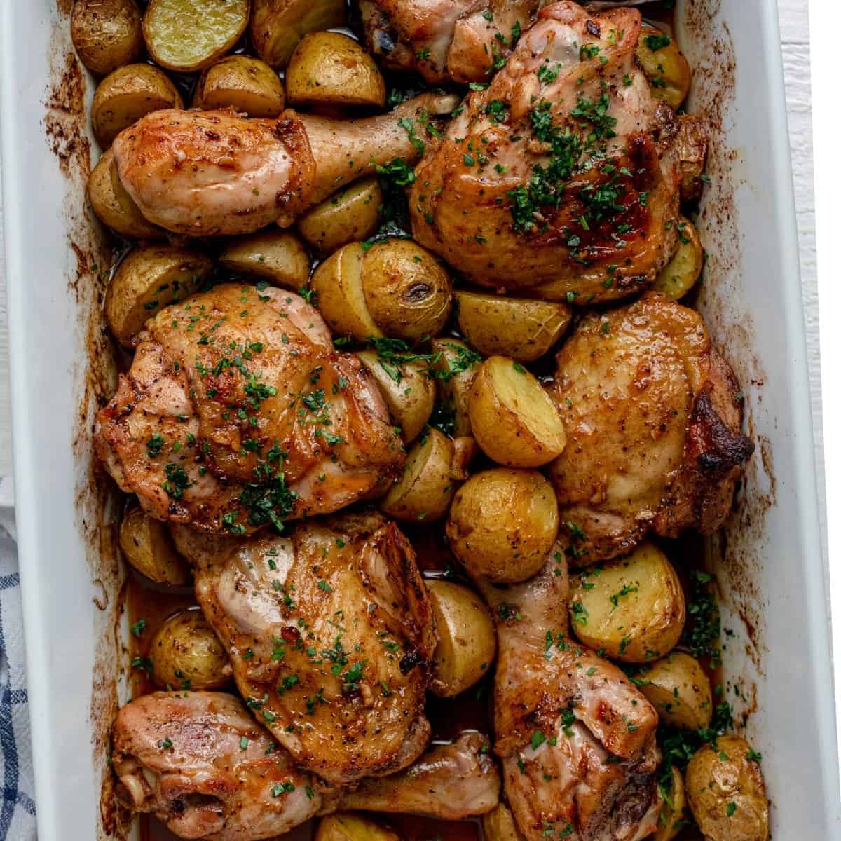 One Pan Chicken and Potatoes.