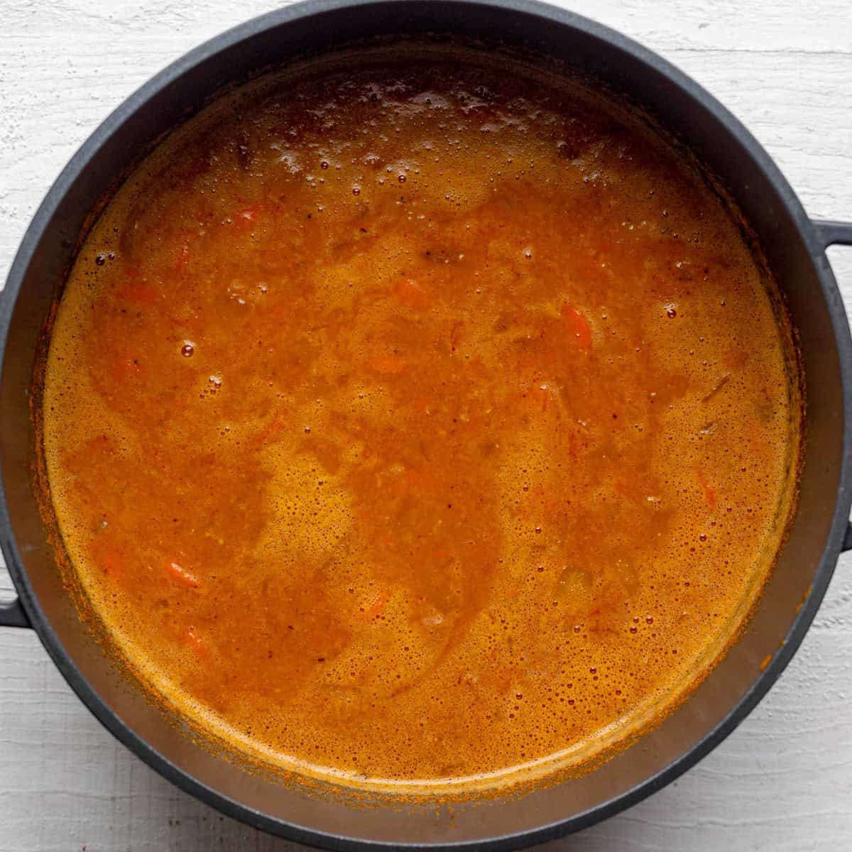 Soup simmering.