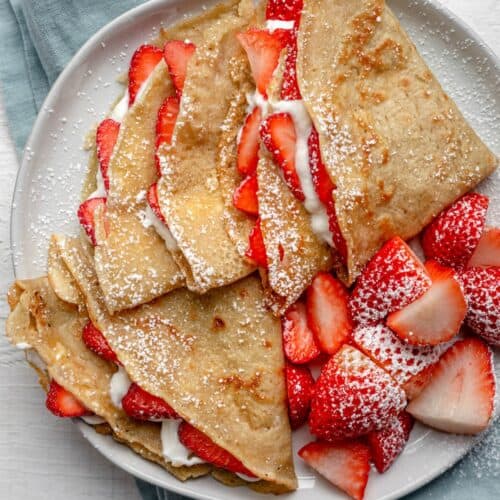 Strawberries and Cream Protein Crepes.