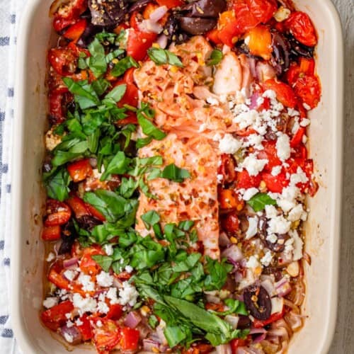 Baked Feta Salmon.