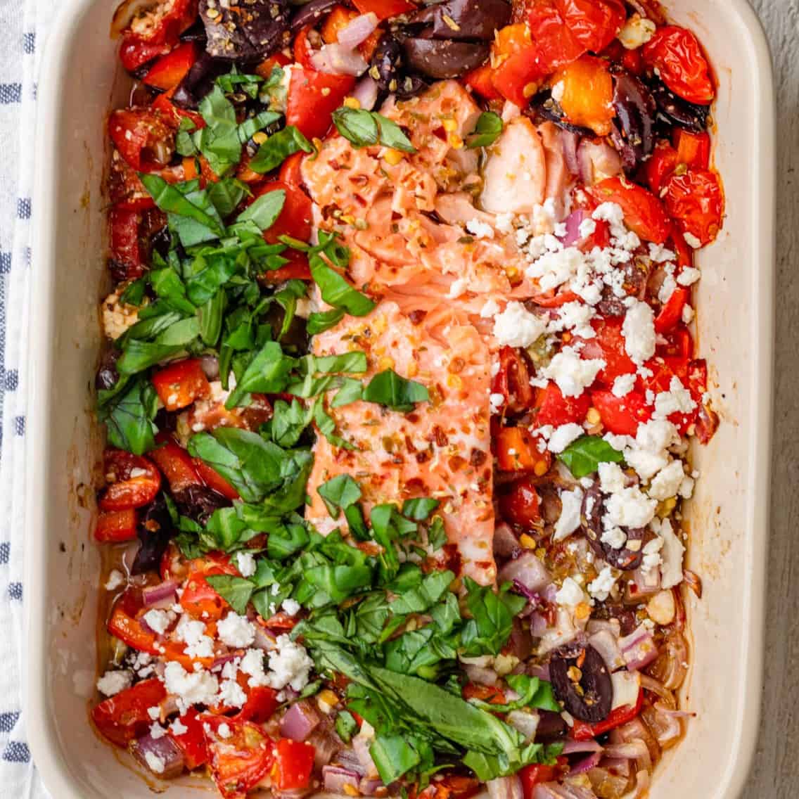 Baked Feta Salmon.