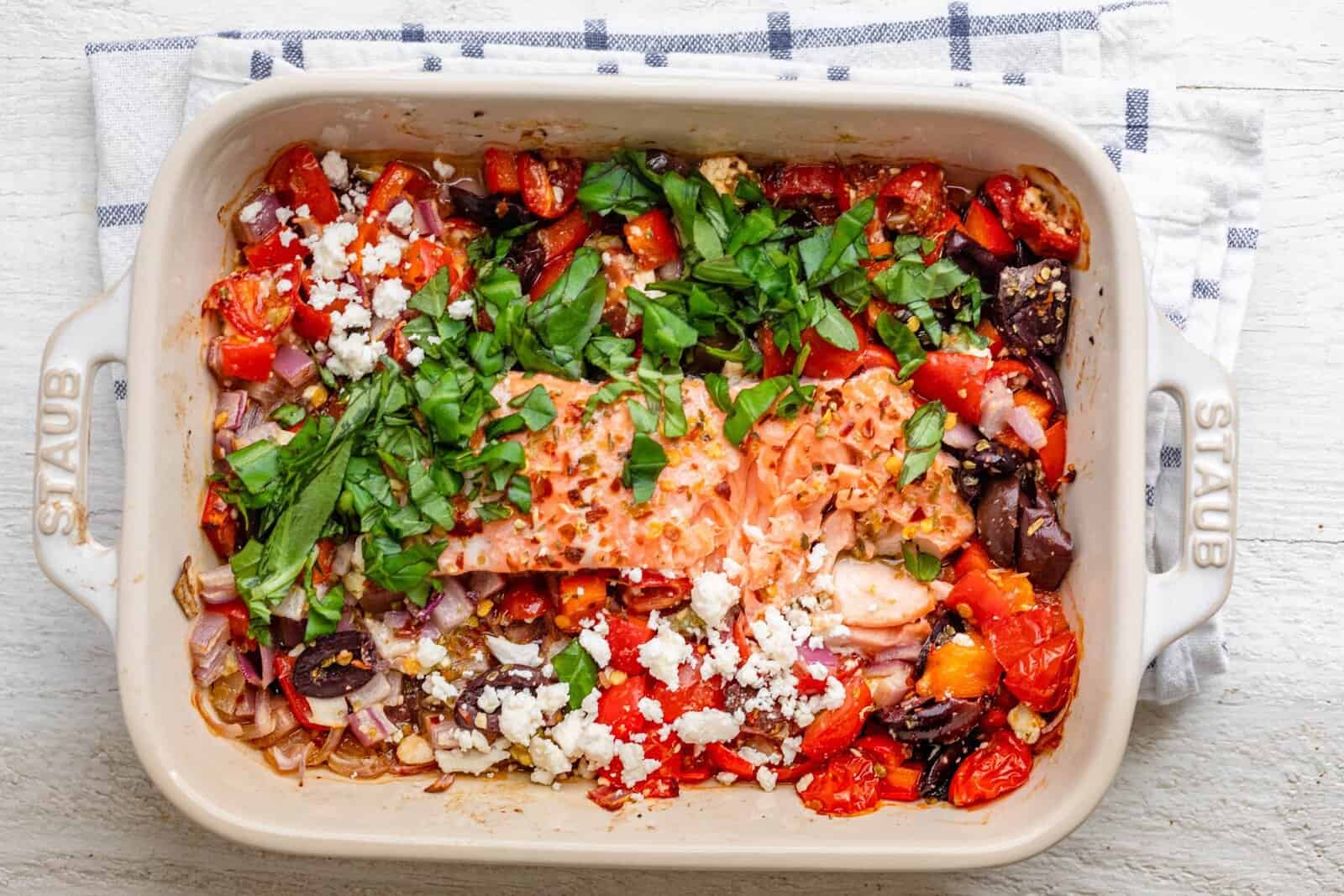 Baked Feta Salmon.