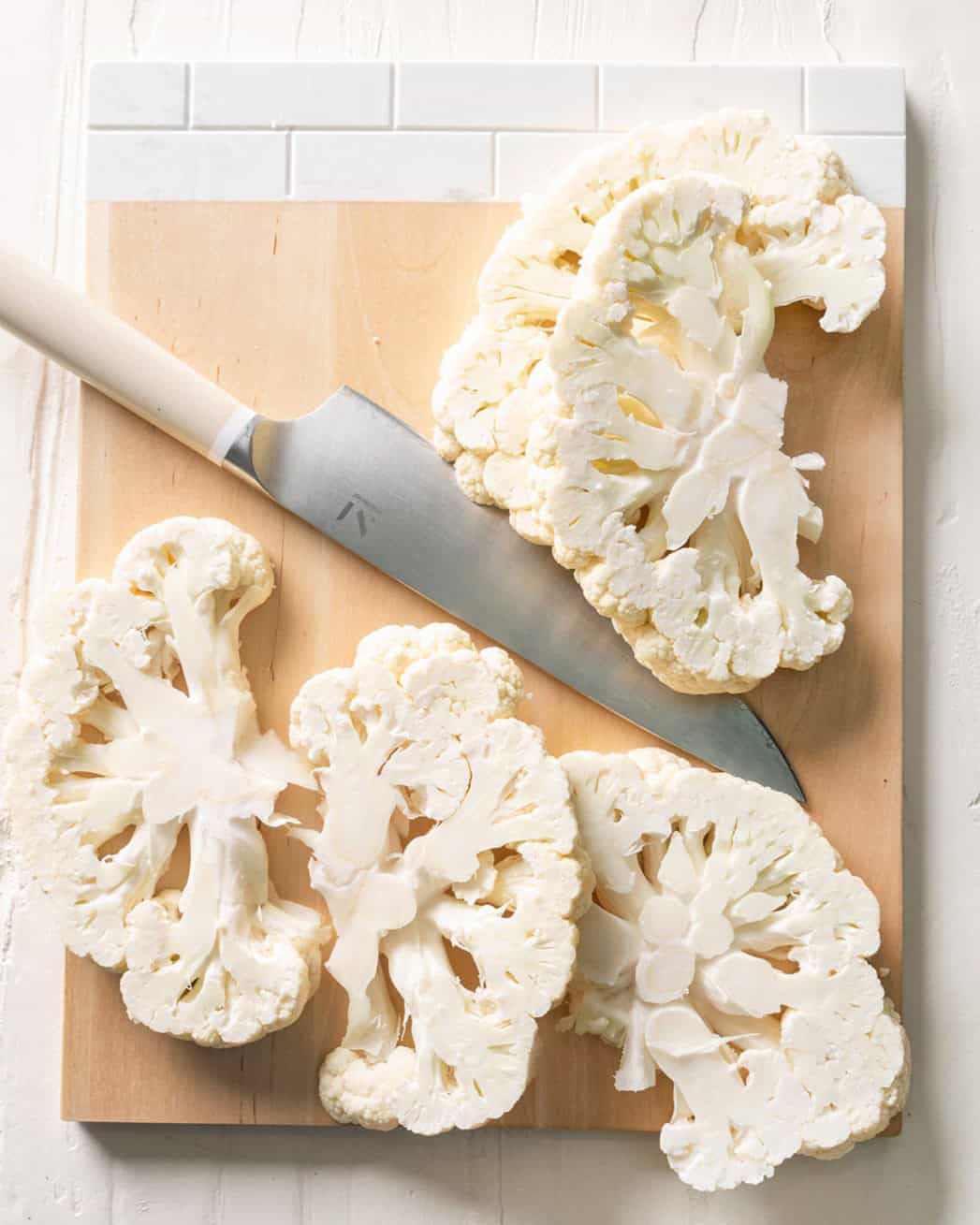 Sliced cauliflower.