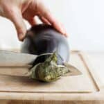 cutting stem of eggplant