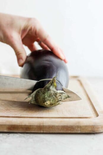 cutting stem of eggplant