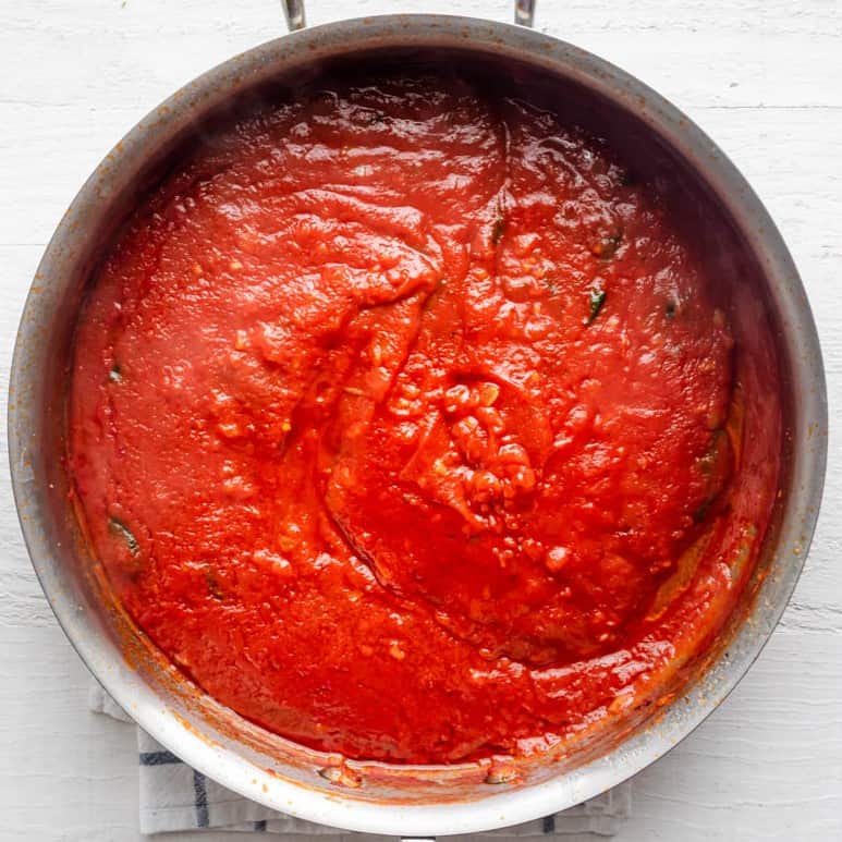After mixing and cooking the sauce.