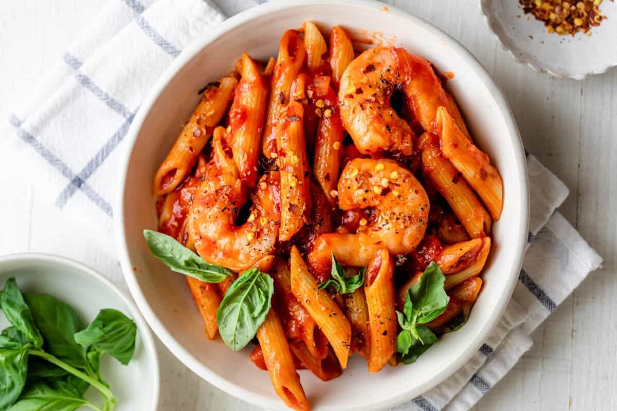Arrabiata Pasta with Shrimp.